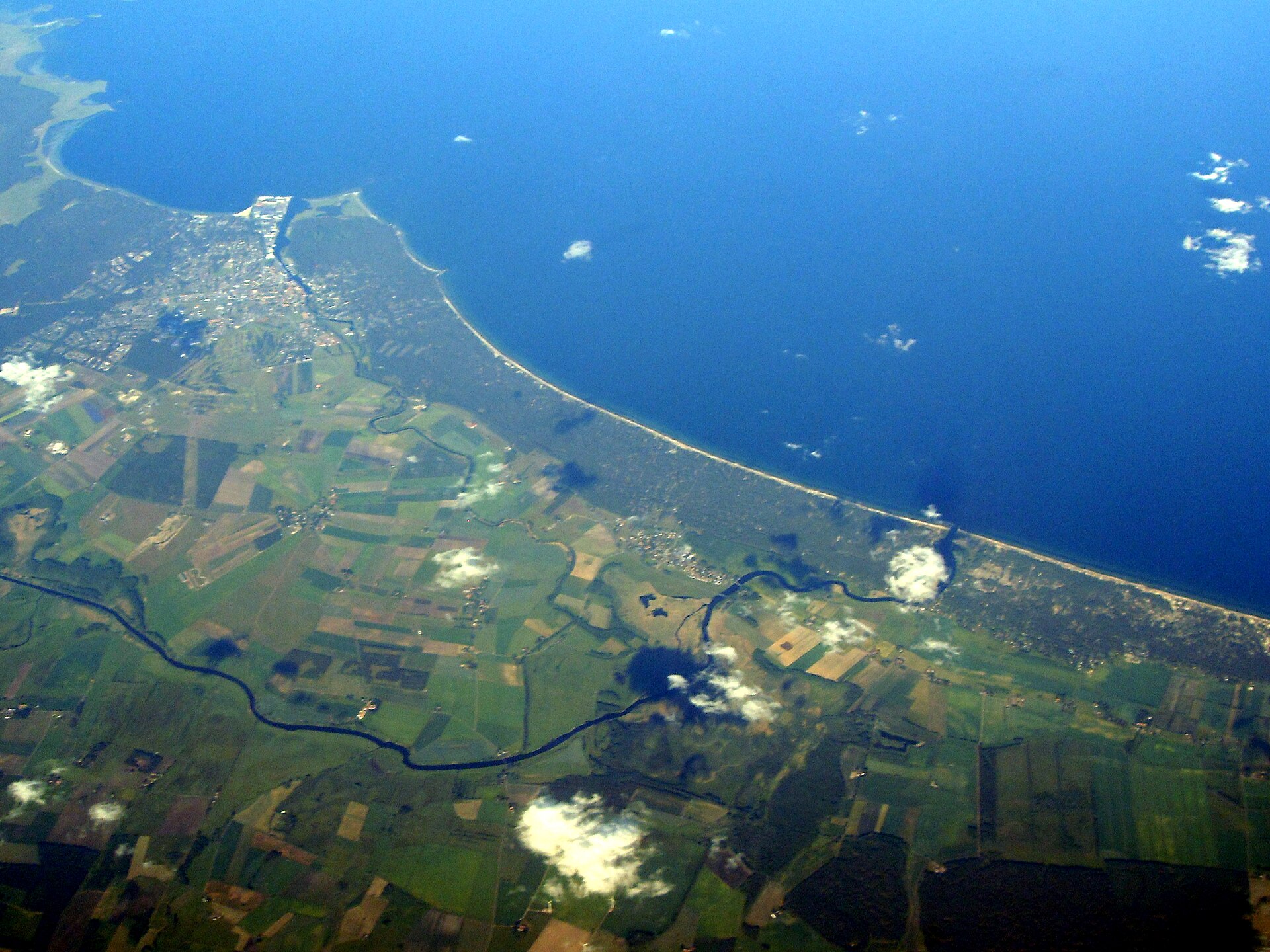 Hanöbukten och Åhus kust från ovan